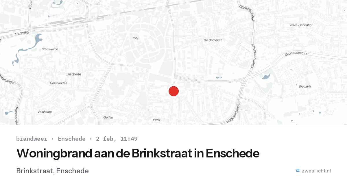 Woningbrand aan de Brinkstraat in Enschede — 2 feb 2026