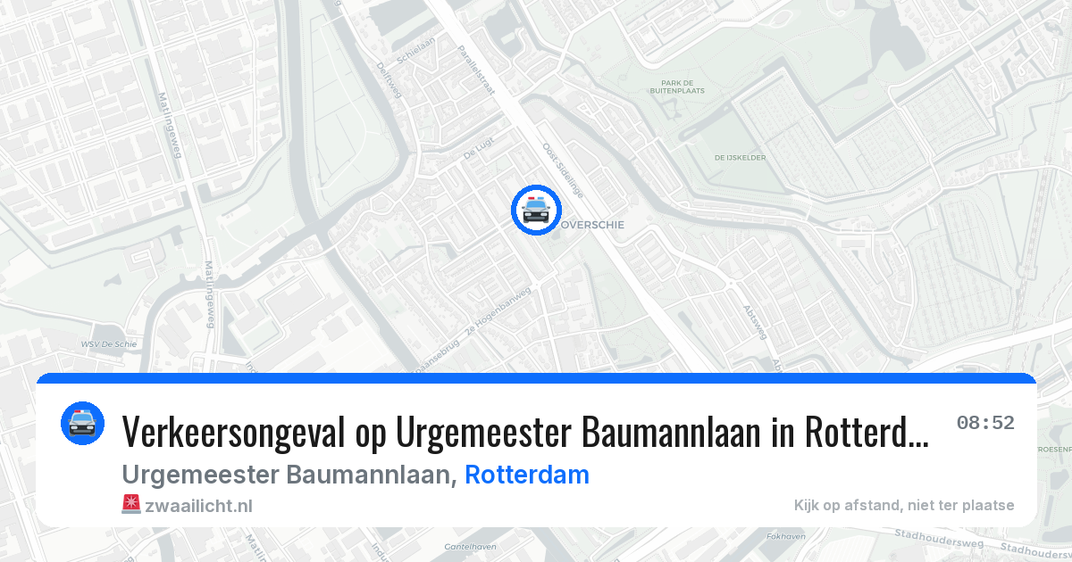 Verkeersongeval op Urgemeester Baumannlaan in Rotterdam — 7 jul 2026