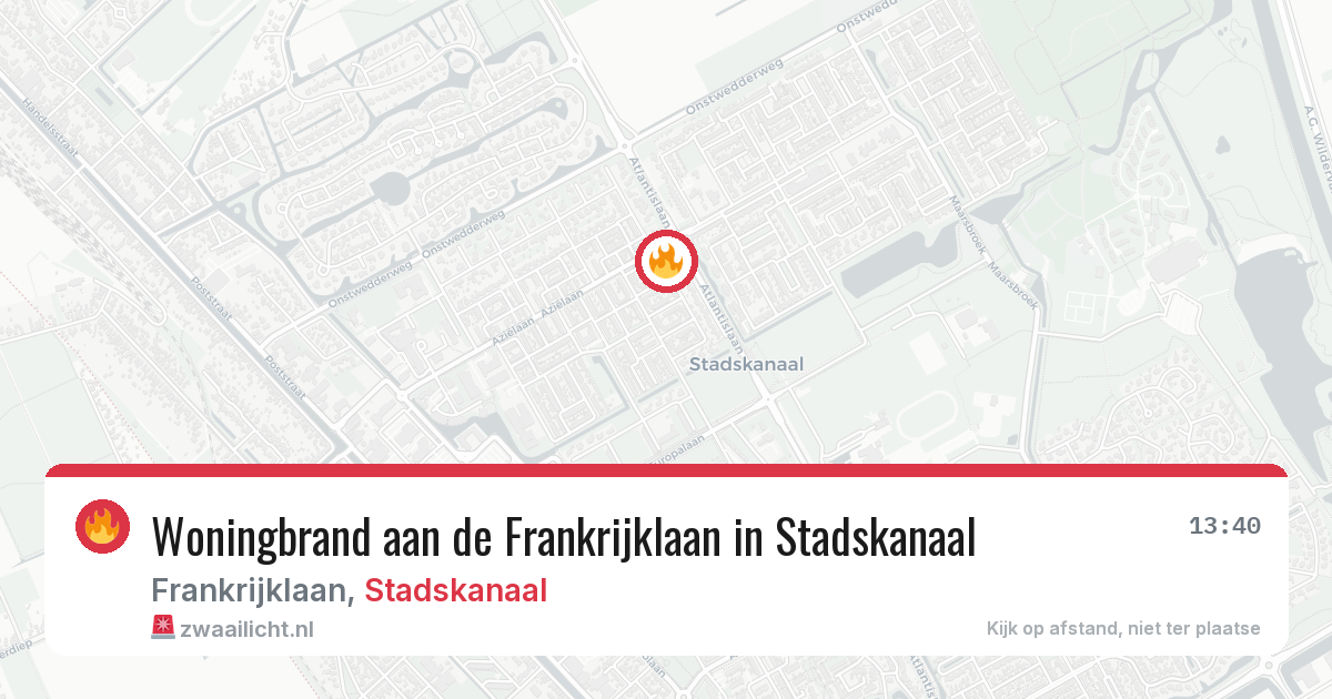 Woningbrand aan de Frankrijklaan in Stadskanaal — 10 jul 2026