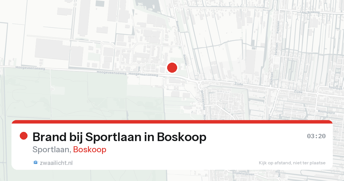 Brand bij Sportlaan in Boskoop — 15 aug 2026