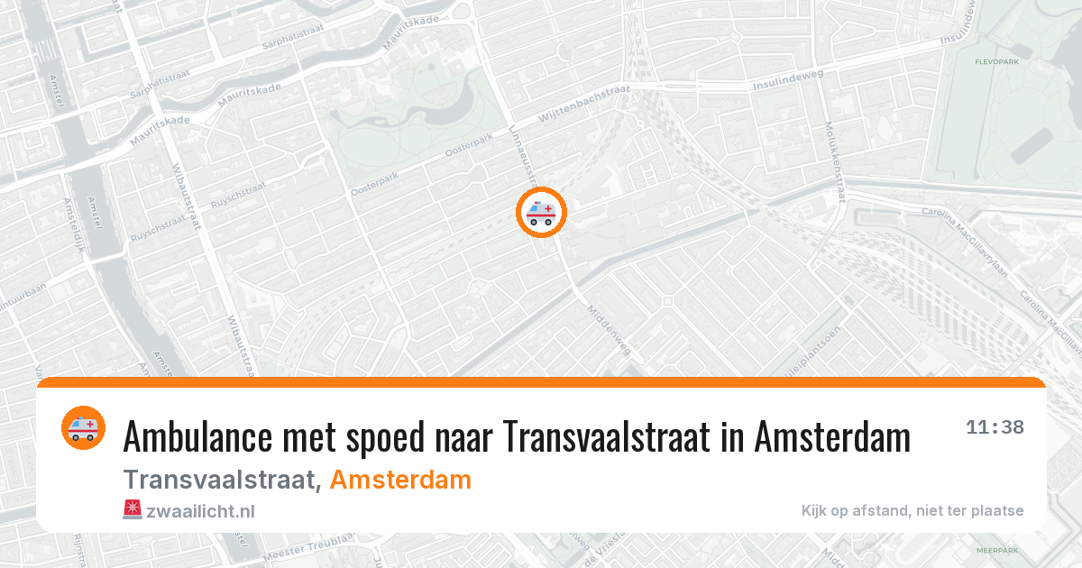 Ambulance met spoed naar Transvaalstraat in Amsterdam — 16 mei 2026
