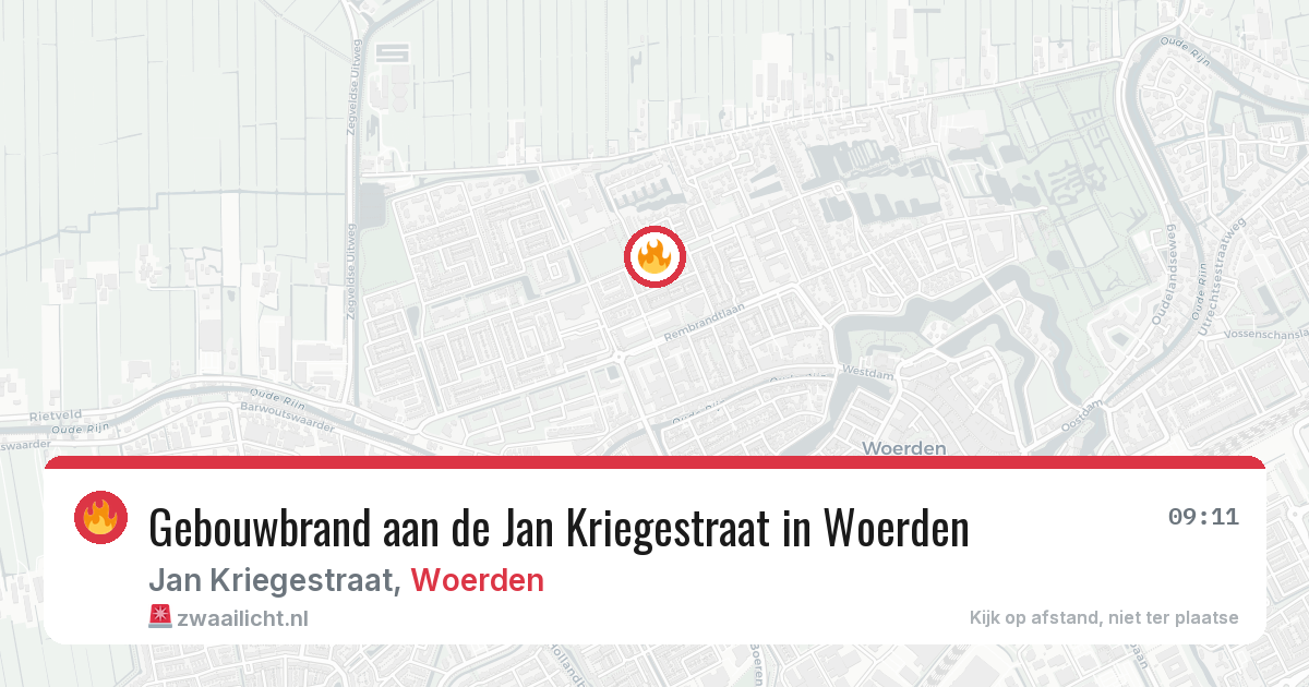 Gebouwbrand aan de Jan Kriegestraat in Woerden — 30 jun 2026