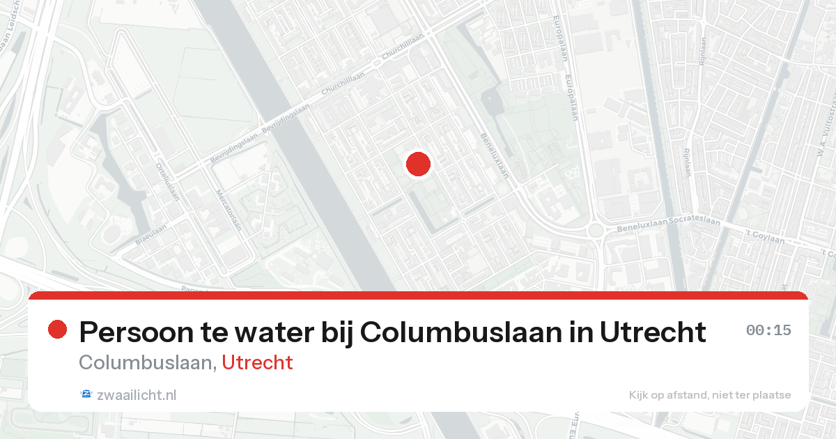 Persoon te water bij Columbuslaan in Utrecht — 19 aug 2026