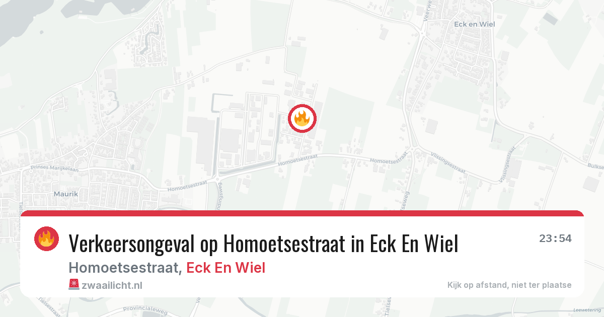 Verkeersongeval op Homoetsestraat in Eck En Wiel — 24 mei 2026