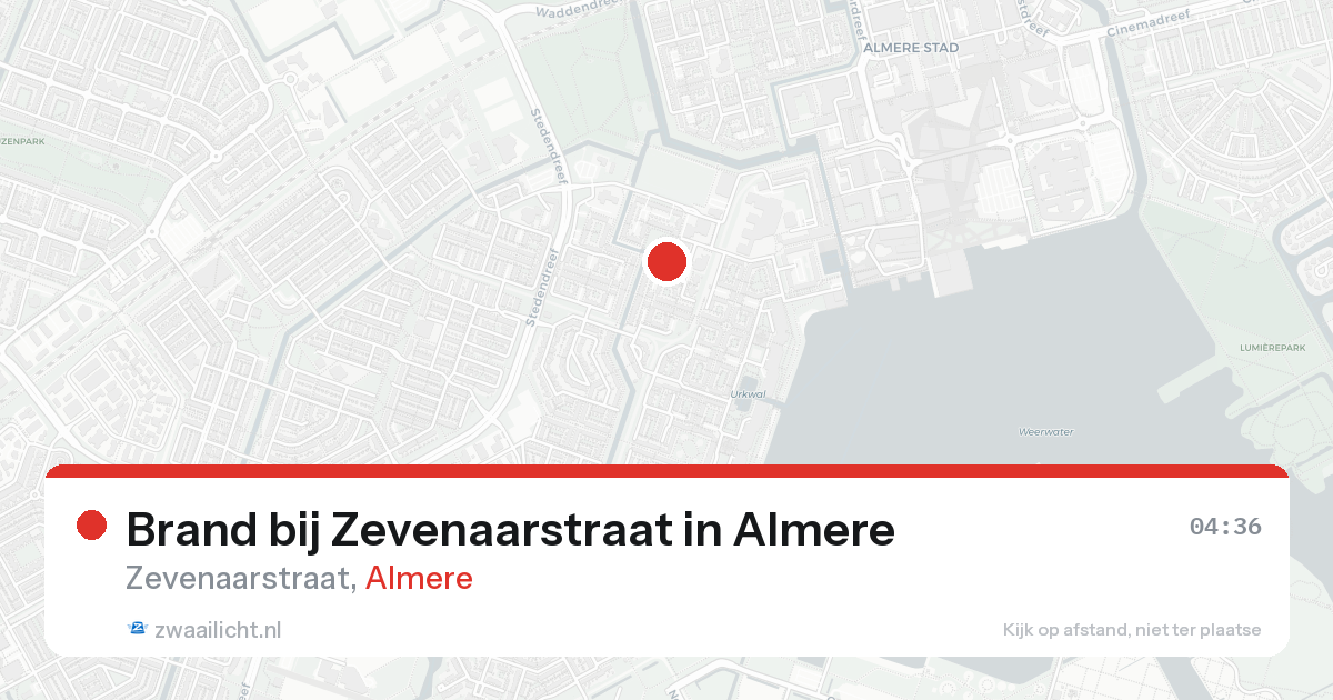 Brand bij Zevenaarstraat in Almere — 25 aug 2026