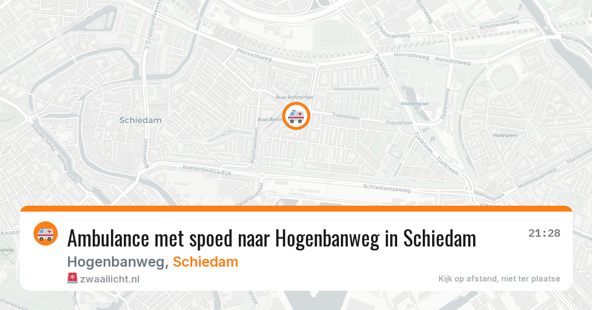 Ambulance met spoed naar Hogenbanweg in Schiedam — 22 mei 2026