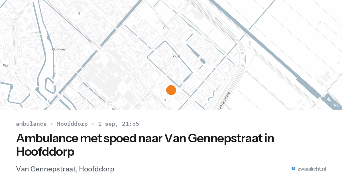 Ambulance met spoed naar Van Gennepstraat in Hoofddorp — 1 sep 2026