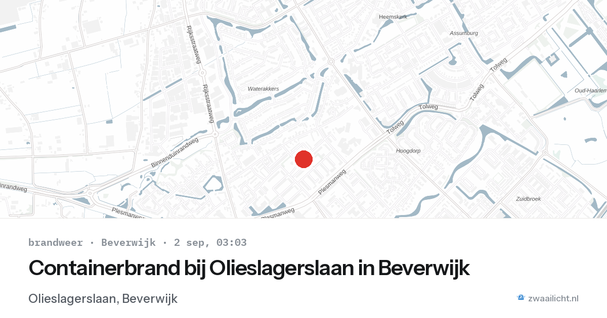 Containerbrand bij Olieslagerslaan in Beverwijk — 2 sep 2026