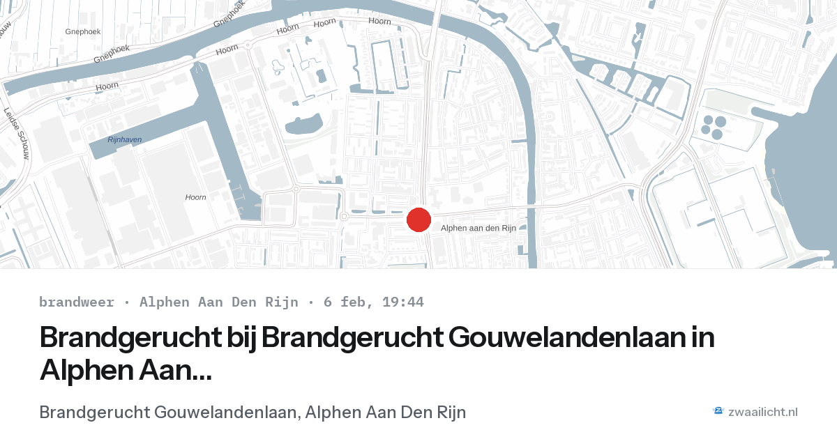 Brandgerucht bij Brandgerucht Gouwelandenlaan in Alphen Aan Den Rijn — 6 feb 2026