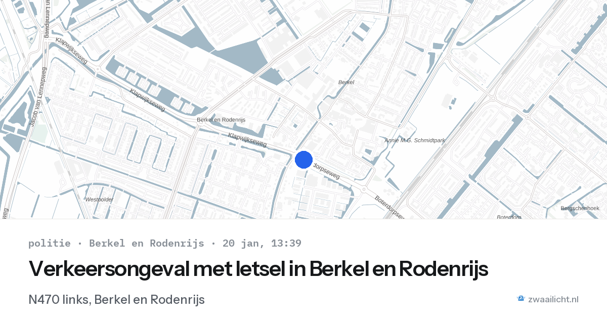 Verkeersongeval met letsel in Berkel en Rodenrijs — 20 jan 2026