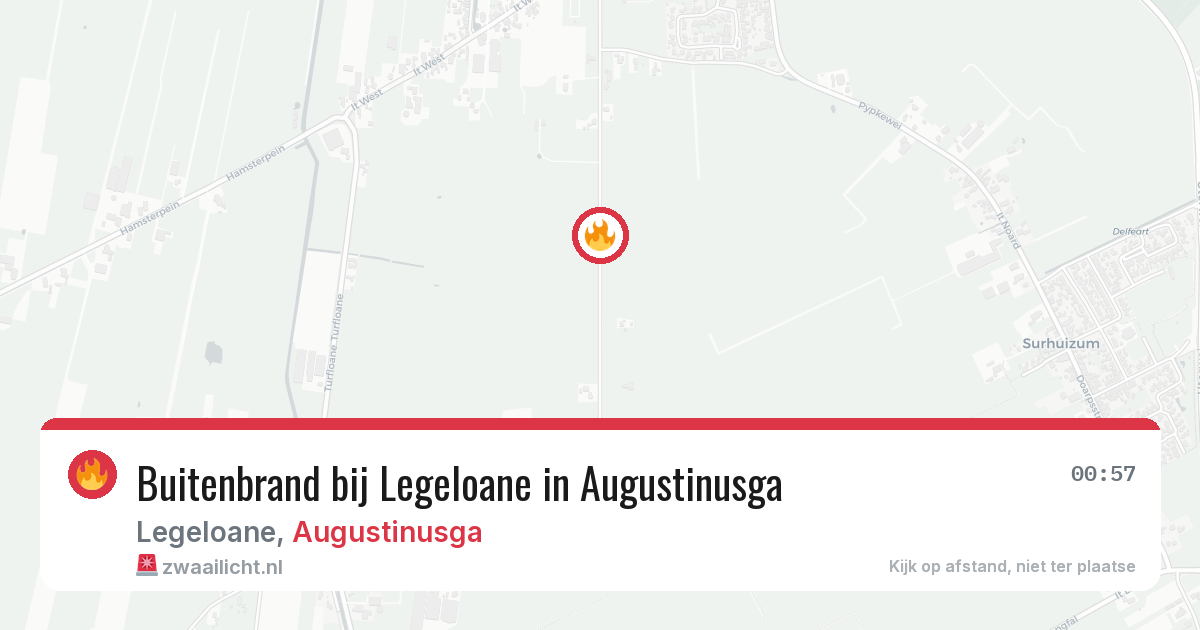 Buitenbrand bij Legeloane in Augustinusga — 3 apr 2026