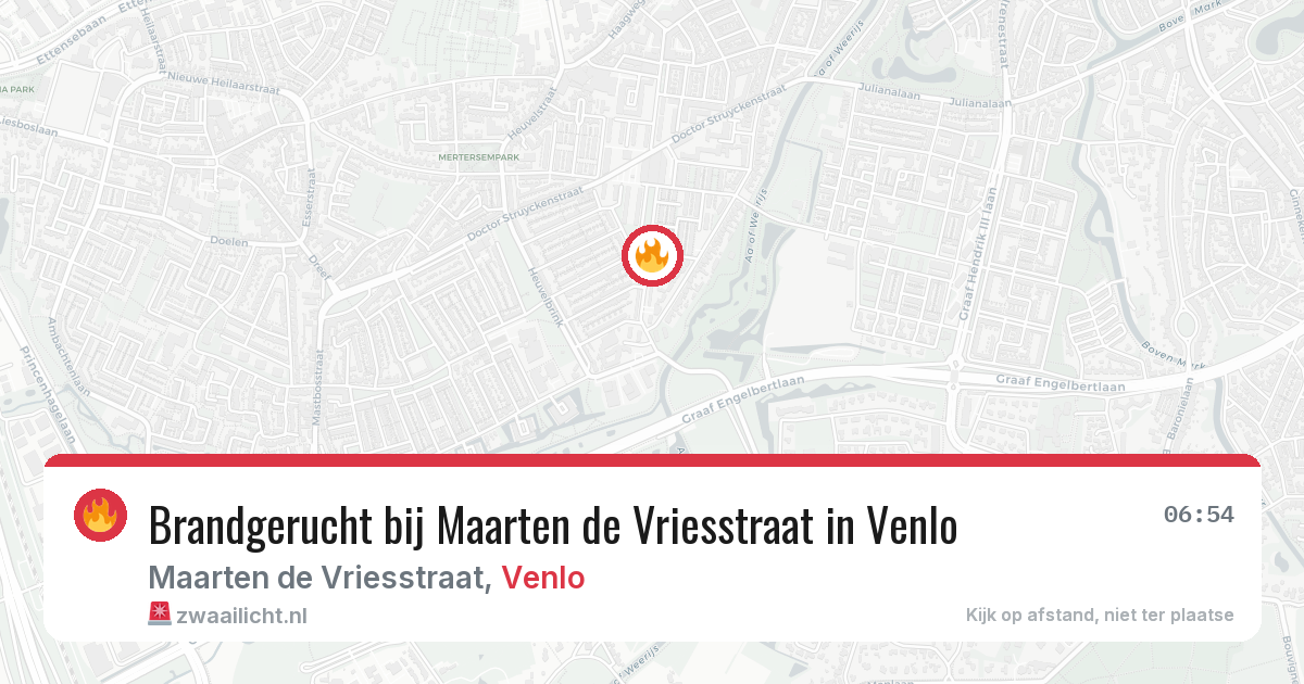Brandgerucht bij Maarten de Vriesstraat in Venlo — 9 jul 2026
