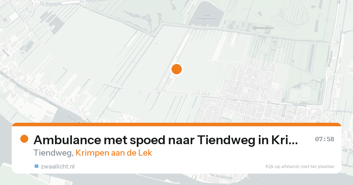 Ambulance met spoed naar Tiendweg in Krimpen aan de Lek — 15 aug 2026