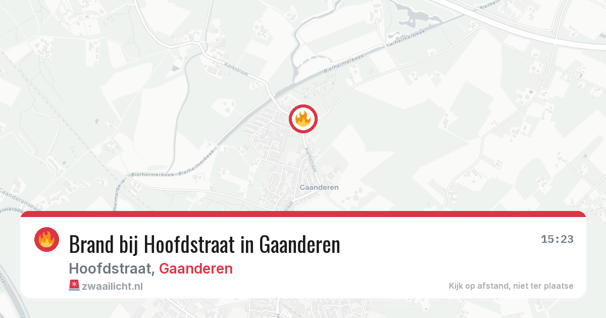 Brand bij Hoofdstraat in Gaanderen — 9 aug 2026