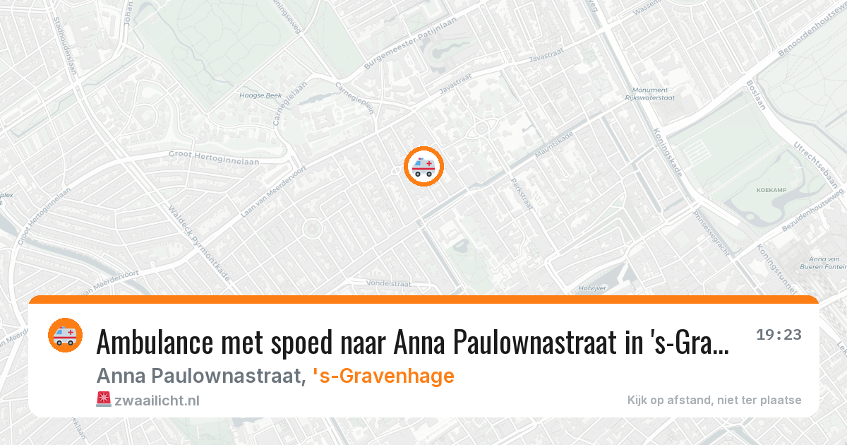 Ambulance met spoed naar Anna Paulownastraat in 's-Gravenhage — 8 aug 2026