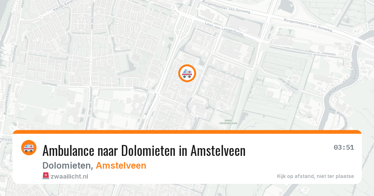 Ambulance naar Dolomieten in Amstelveen — 14 apr 2026