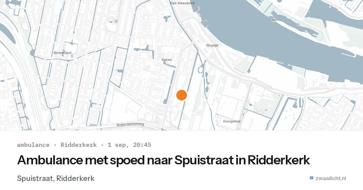 Ambulance met spoed naar Spuistraat in Ridderkerk — 1 sep 2026