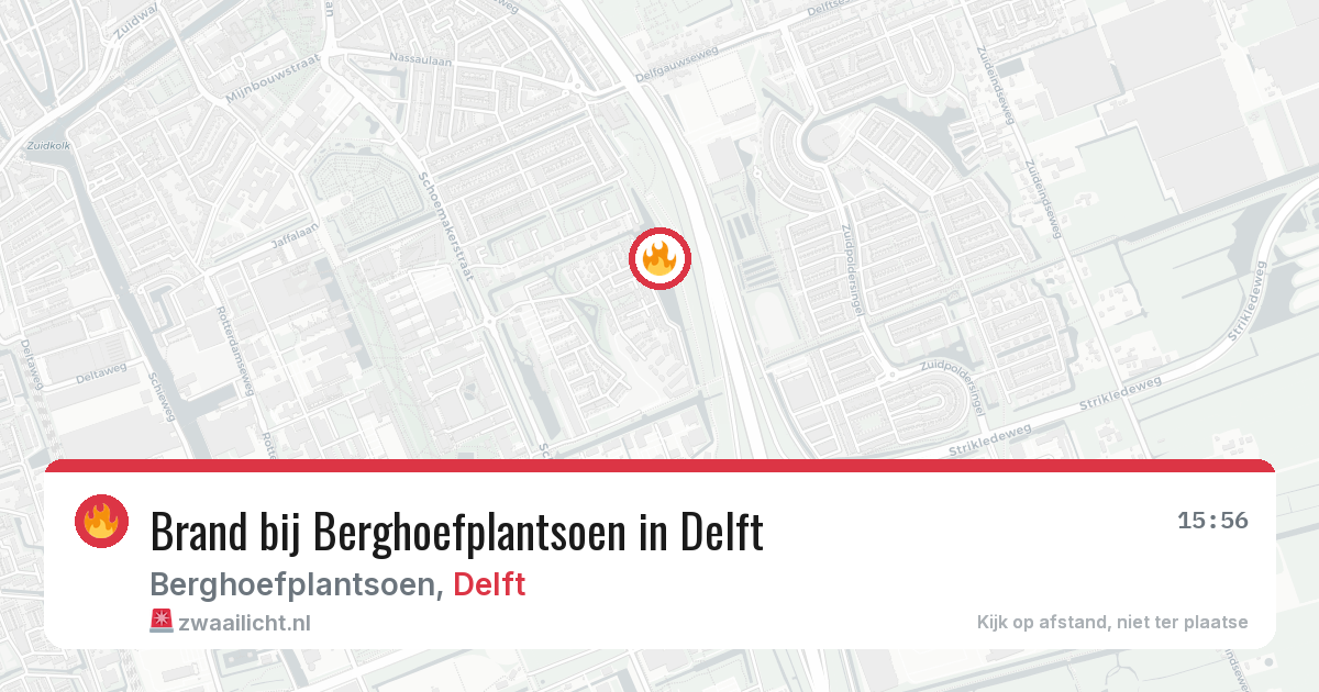 Brand bij Berghoefplantsoen in Delft — 29 jun 2026