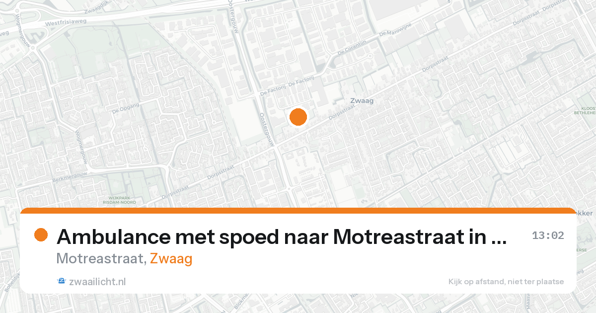 Ambulance met spoed naar Motreastraat in Zwaag — 22 aug 2026