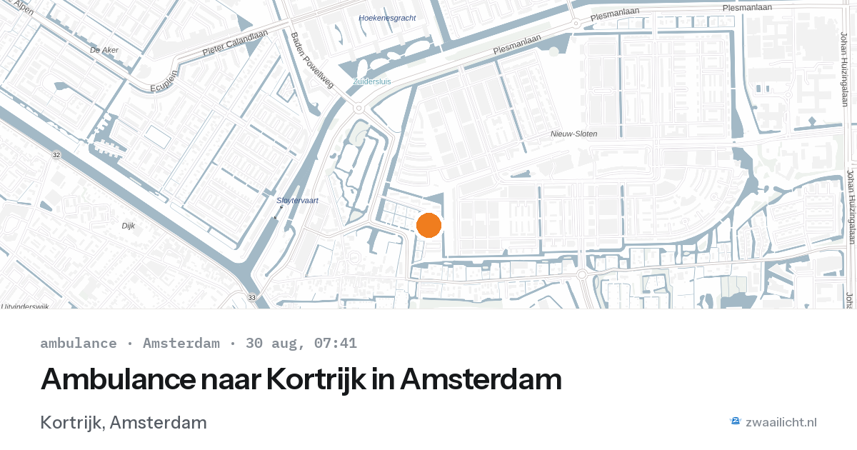 Ambulance naar Kortrijk in Amsterdam — 30 aug 2026