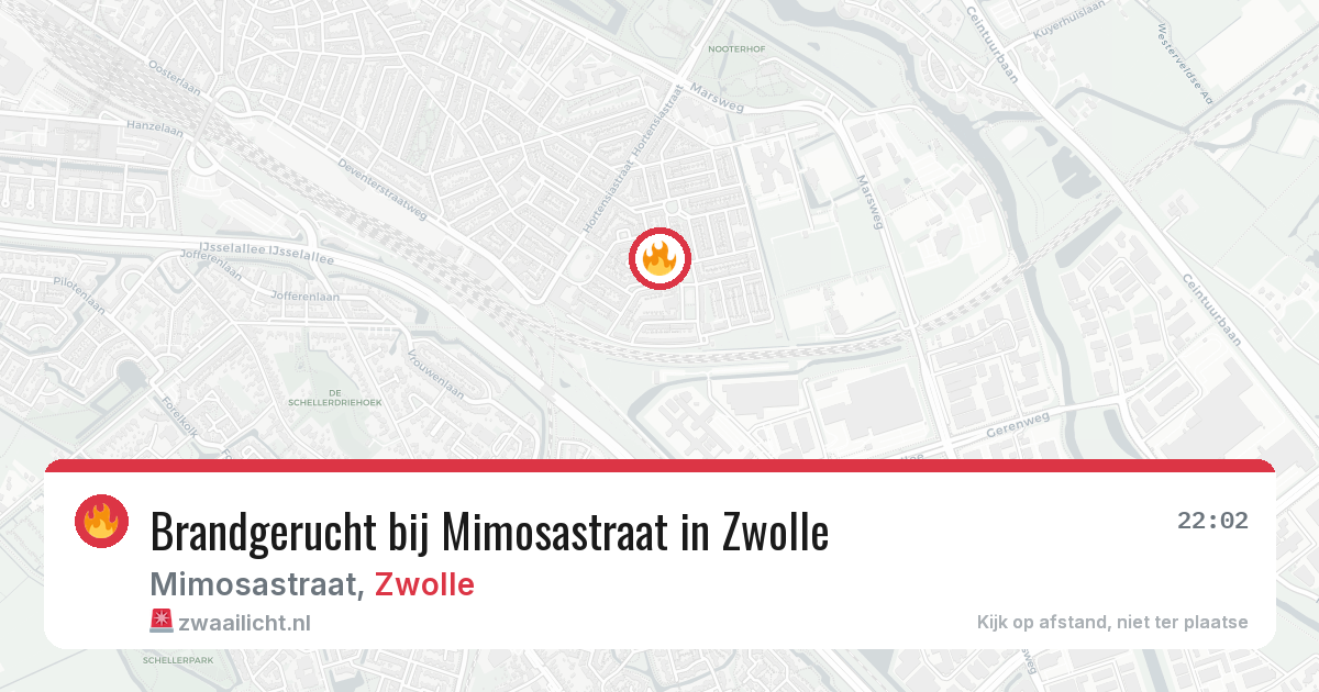 Brandgerucht bij Mimosastraat in Zwolle — 13 aug 2026