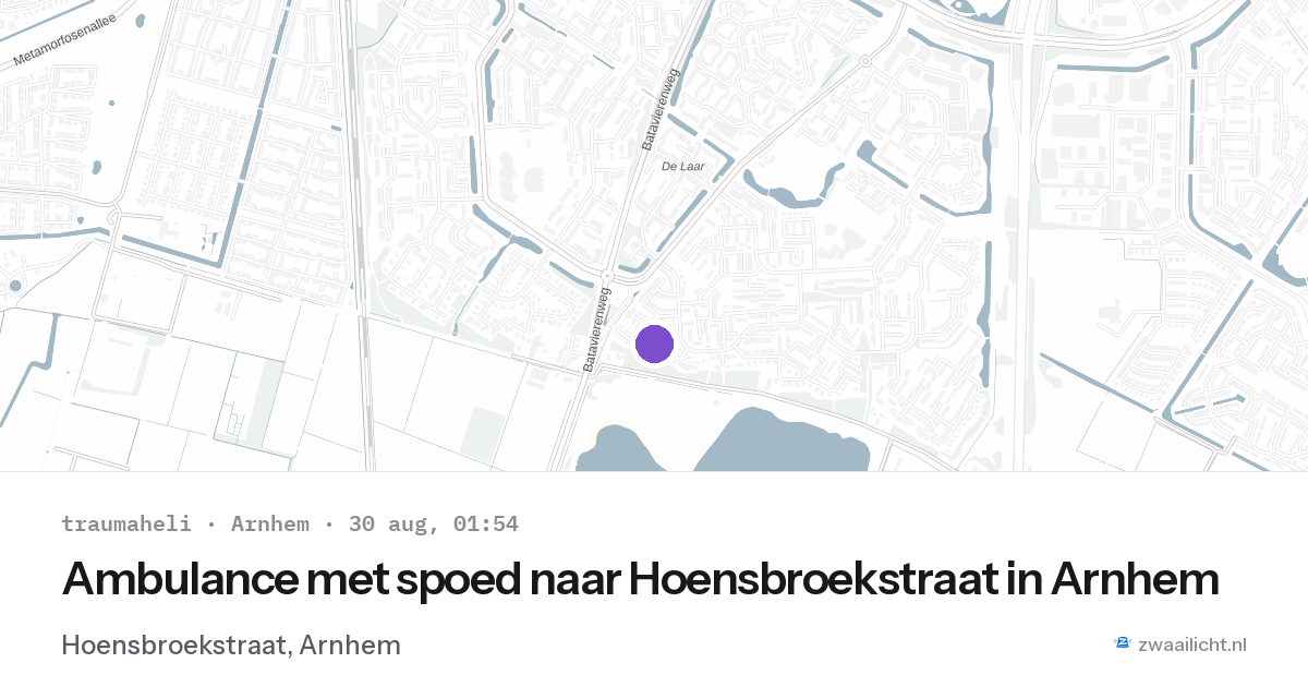 Ambulance met spoed naar Hoensbroekstraat in Arnhem — 29 aug 2026