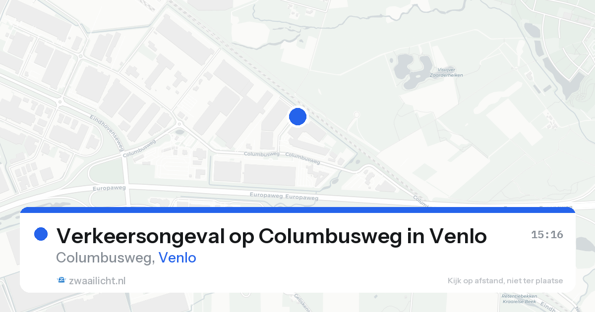 Verkeersongeval op Columbusweg in Venlo — 13 aug 2026