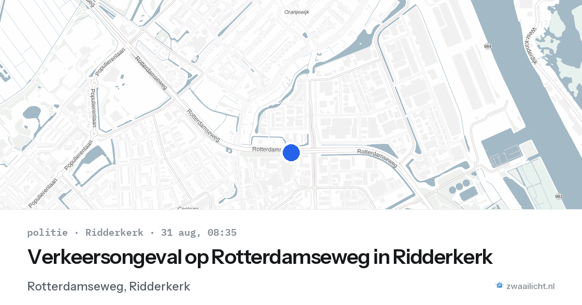 Verkeersongeval op Rotterdamseweg in Ridderkerk — 31 aug 2026