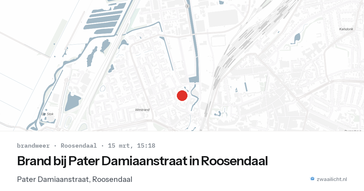 Brand bij Pater Damiaanstraat in Roosendaal — 15 mrt 2026