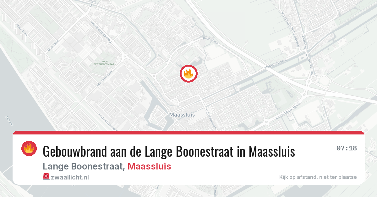 Gebouwbrand aan de Lange Boonestraat in Maassluis — 4 aug 2026