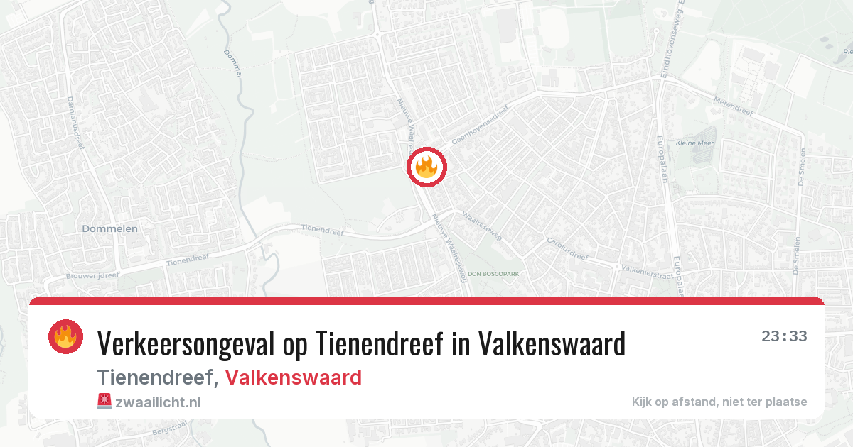 Verkeersongeval op Tienendreef in Valkenswaard — 26 jun 2026