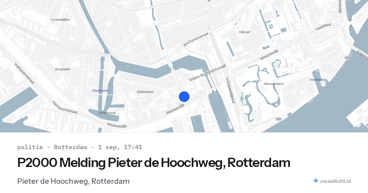 P2000 Melding Pieter de Hoochweg, Rotterdam — 1 sep 2026