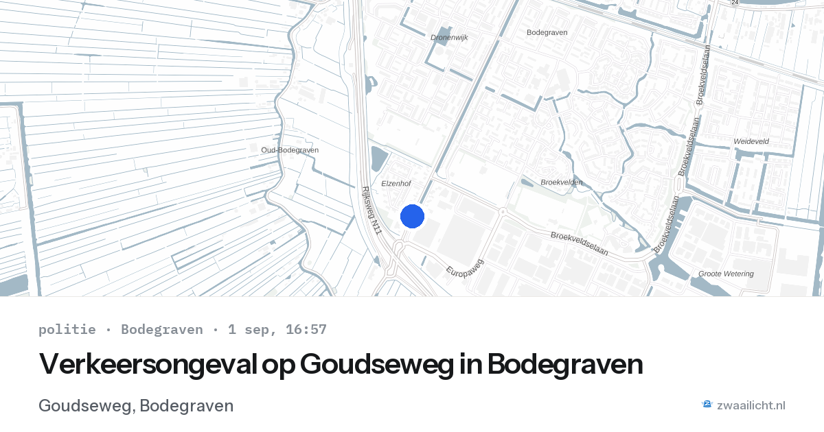 Verkeersongeval op Goudseweg in Bodegraven — 1 sep 2026