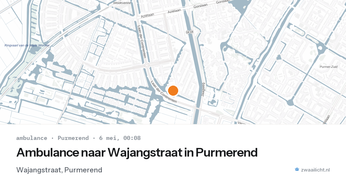 Ambulance naar Wajangstraat in Purmerend — 5 mei 2026