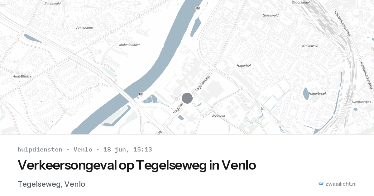 Verkeersongeval op Tegelseweg in Venlo — 18 jun 2026