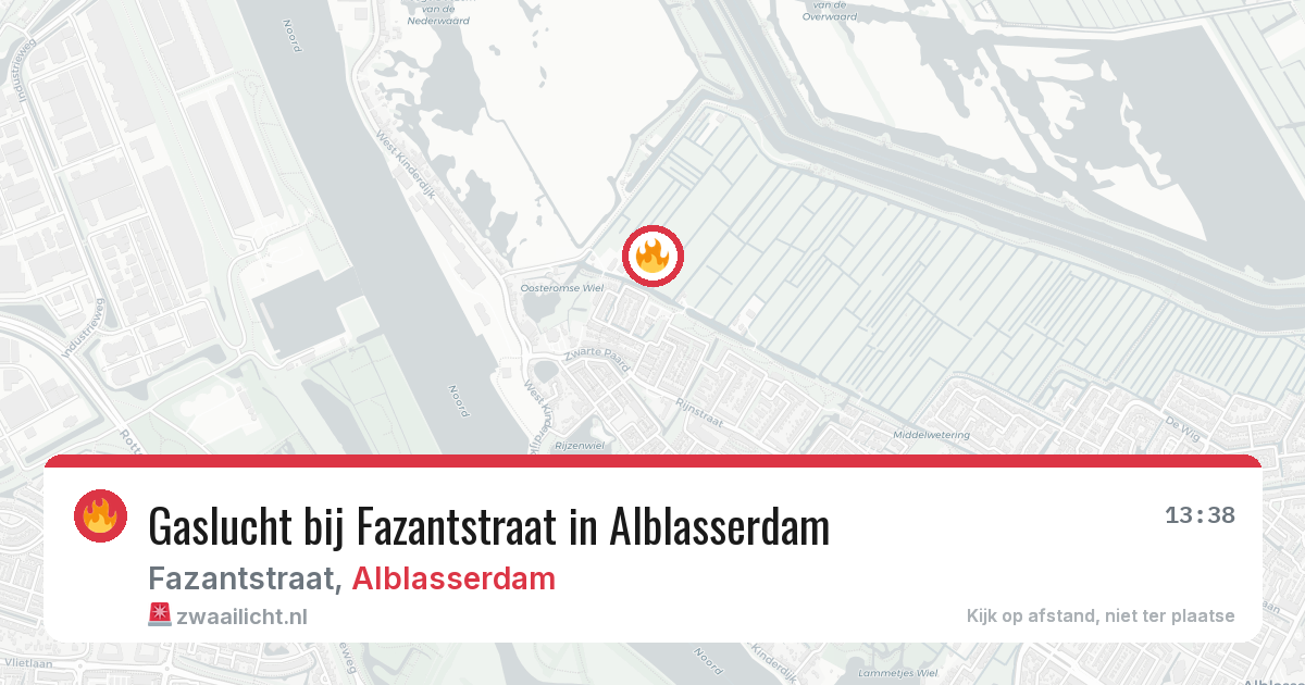 Gaslucht bij Fazantstraat in Alblasserdam — 24 jul 2026