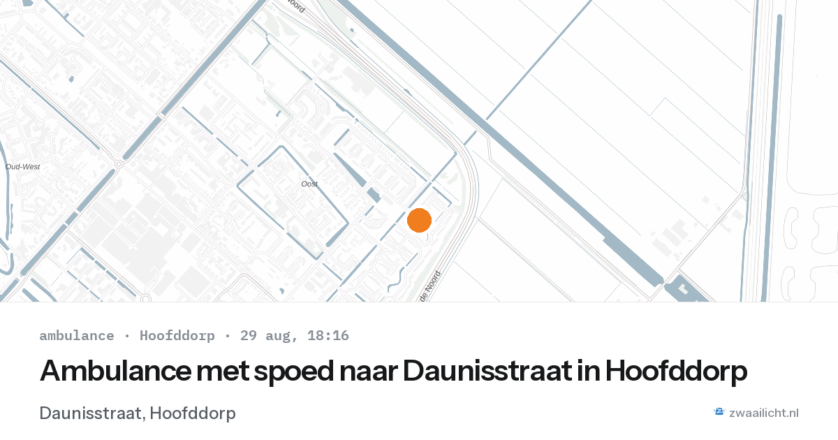 Ambulance met spoed naar Daunisstraat in Hoofddorp — 29 aug 2026
