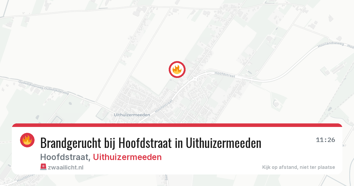 Brandgerucht bij Hoofdstraat in Uithuizermeeden — 24 jul 2026