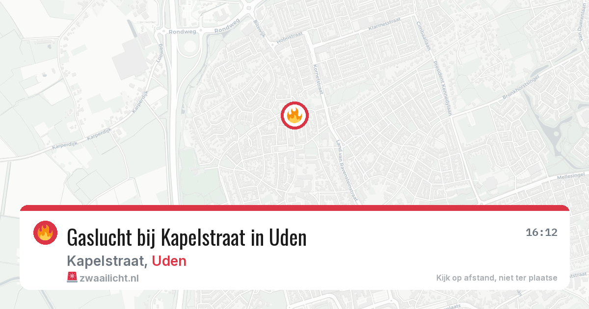 Gaslucht bij Kapelstraat in Uden — 22 mei 2026
