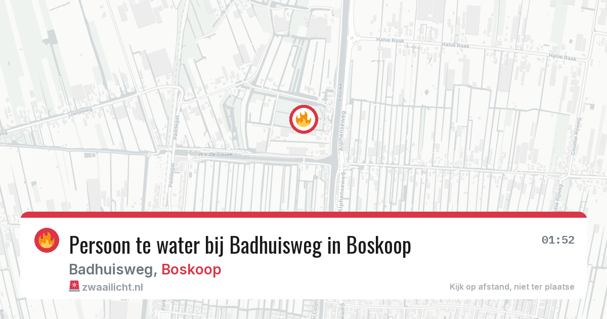 Persoon te water bij Badhuisweg in Boskoop — 12 mei 2026