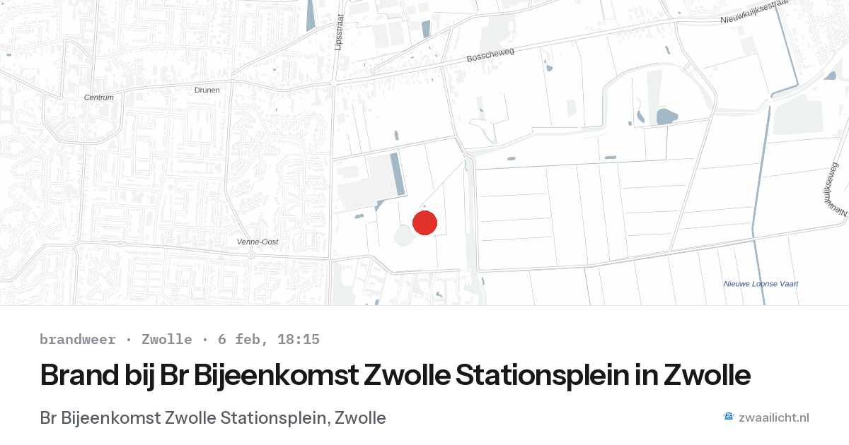 Brand bij Br Bijeenkomst Zwolle Stationsplein in Zwolle — 6 feb 2026