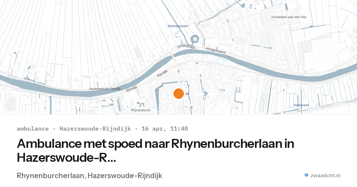 Ambulance met spoed naar Rhynenburcherlaan in Hazerswoude-Rijndijk — 16 apr 2026
