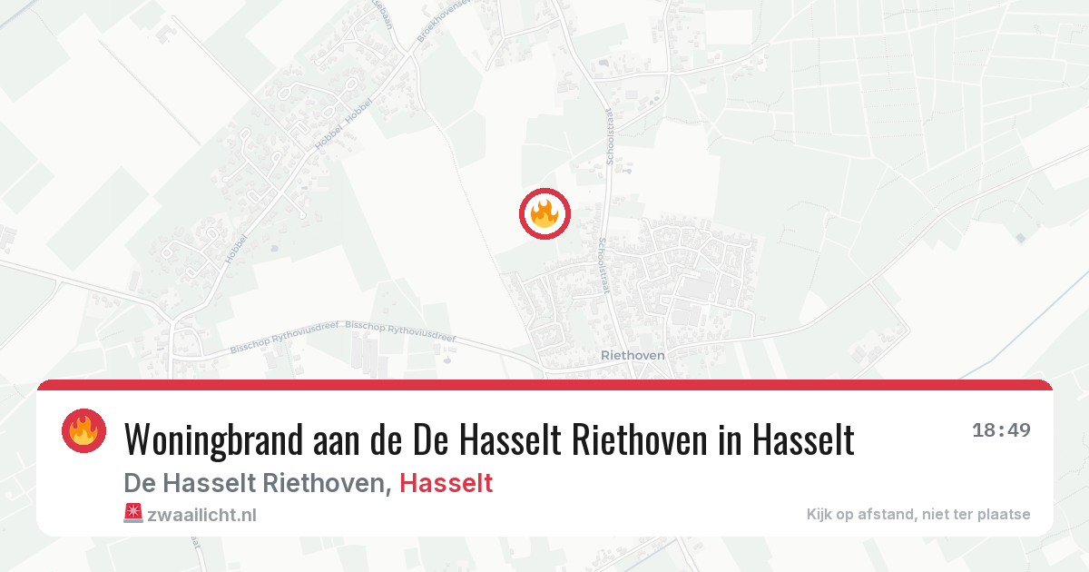 Woningbrand aan de De Hasselt Riethoven in Hasselt — 15 jul 2026