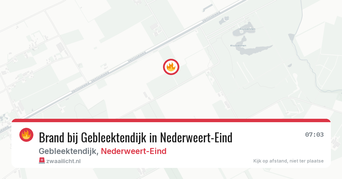 Brand bij Gebleektendijk in Nederweert-Eind — 25 mrt 2026