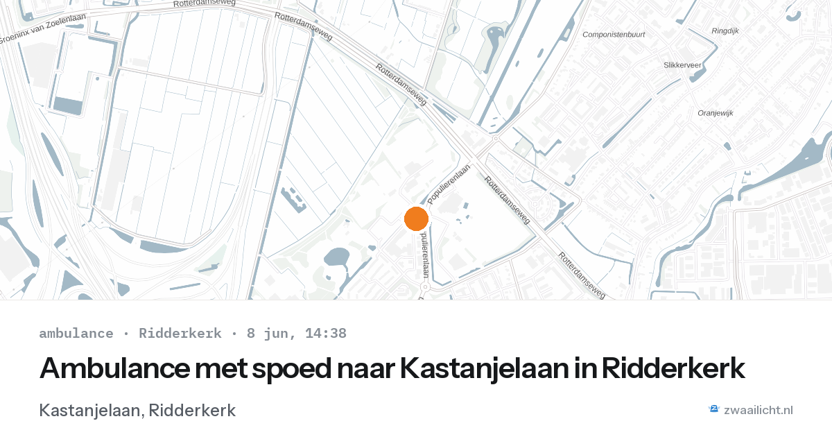 Ambulance met spoed naar Kastanjelaan in Ridderkerk — 8 jun 2026