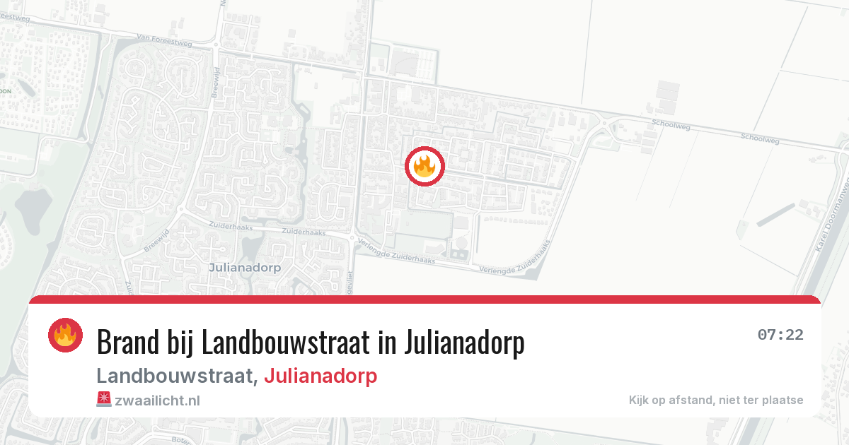 Brand bij Landbouwstraat in Julianadorp — 20 jul 2026
