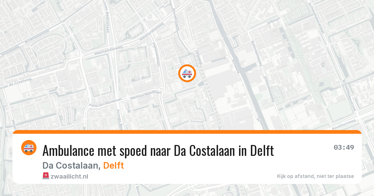 Ambulance met spoed naar Da Costalaan in Delft — 12 aug 2026