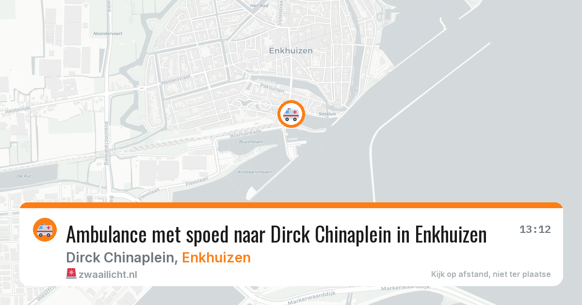 Ambulance met spoed naar Dirck Chinaplein in Enkhuizen — 16 jul 2026