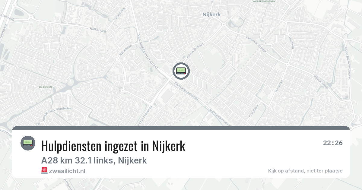 Hulpdiensten ingezet in Nijkerk — 3 aug 2026 | 🚨 Zwaailicht.nl