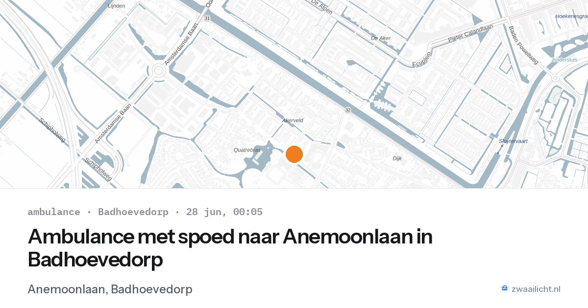 Ambulance met spoed naar Anemoonlaan in Badhoevedorp — 27 jun 2026